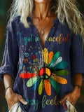 Women's Hippie I got an easy peaceful feeling sunflower Peace Sign Pri