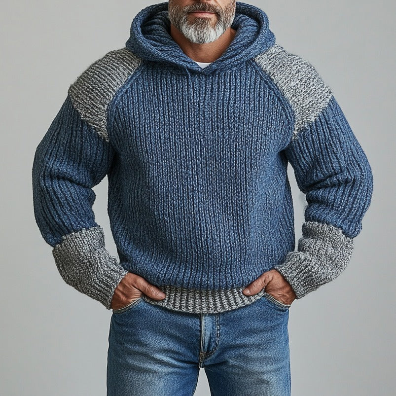 Men's Vingate Contrast Wool Blend Chunky Knit Hooded Sweater elevenforest