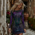 Wwomen's Classic Viking Tree Of Life With Celtic Knot Art Cozy Knit Dress elevenforest