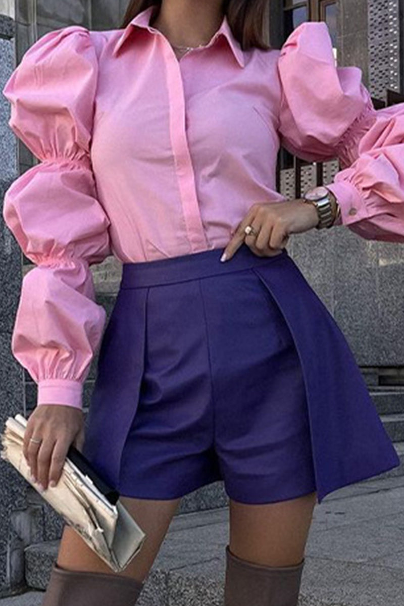 Work British Style Turndown Collar Tops