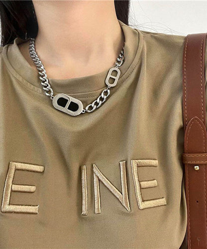Black Stainless Steel Pig Nose Necklace