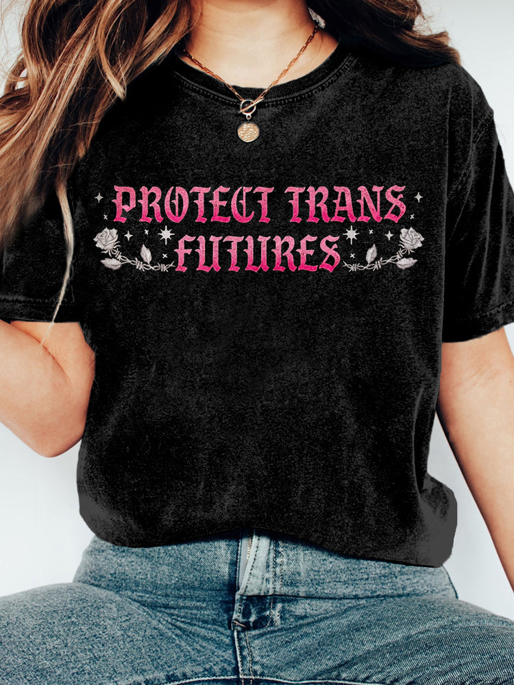 Comstylish Protect Trans Futures Print Washed Cozy T Shirt