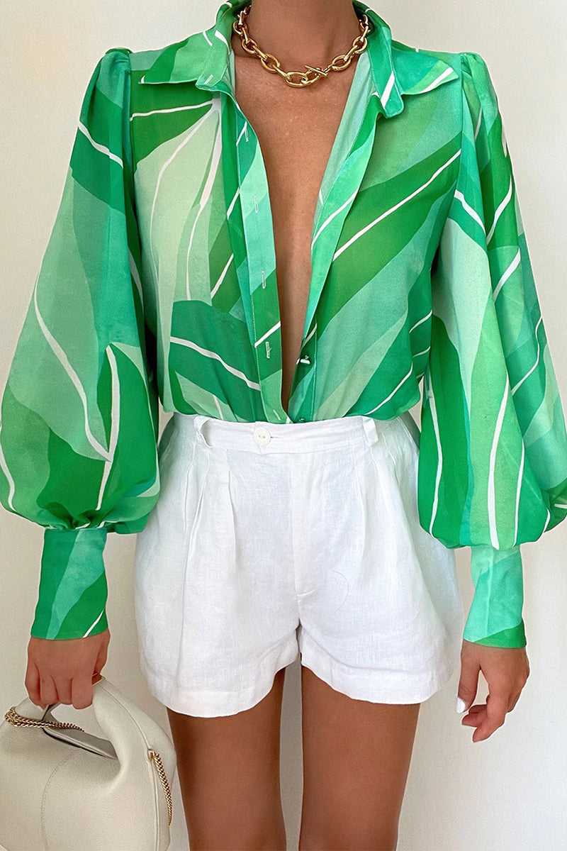 Patchwork Turndown Collar Tops