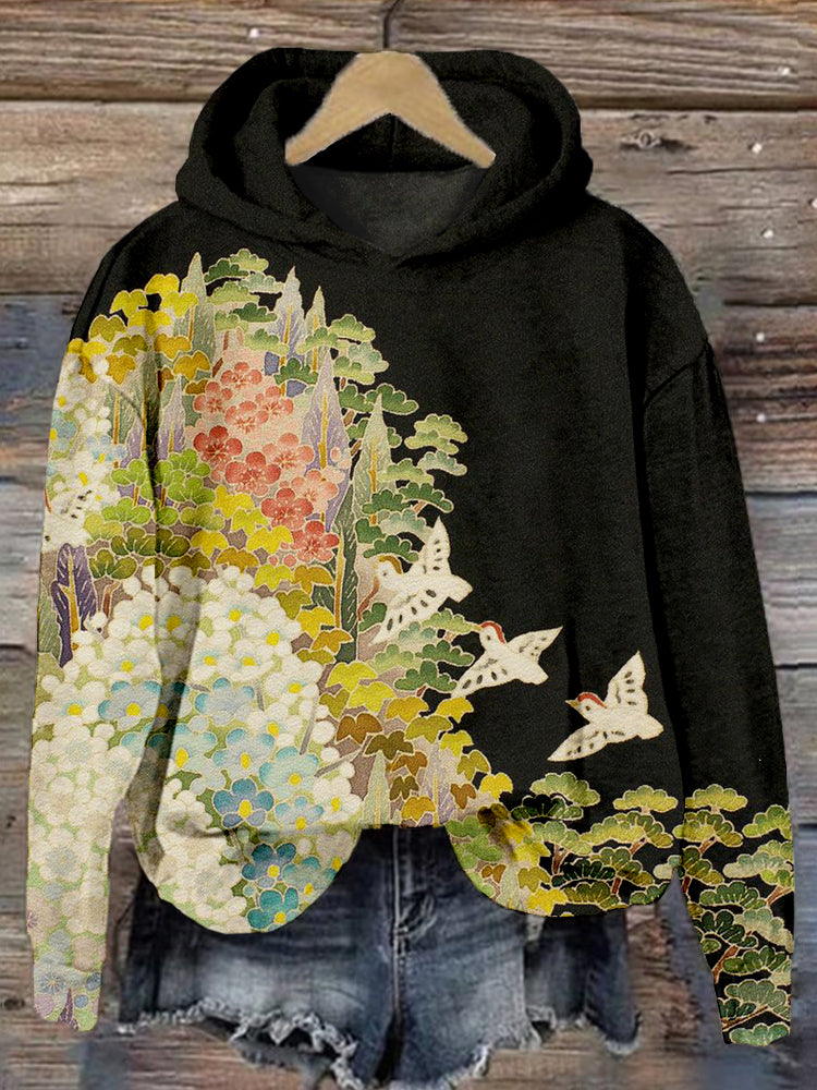 Japanese Art Painting Pattern Vintage Comfy Hoodie elevenforest