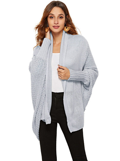 Batwing Sleeves Loose Color Cardigan Tops