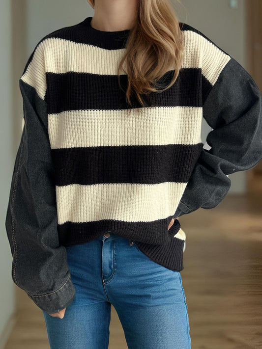Johana® | Contrasting long-sleeved sweater with a crew neck