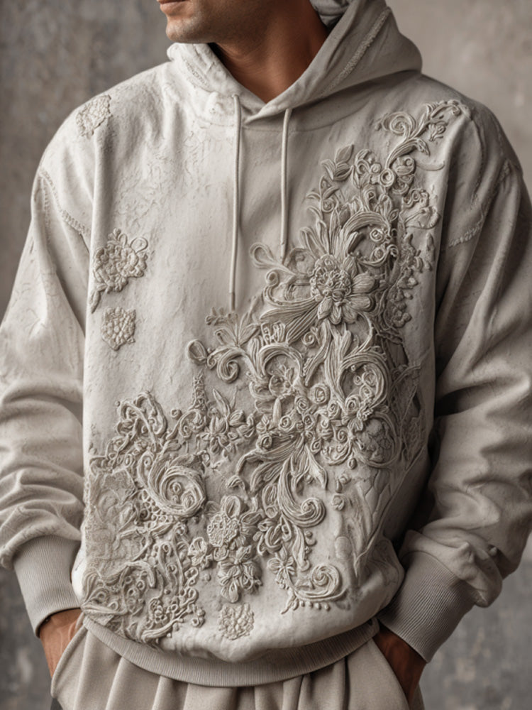 Men's Casual Retro Bohemian Embroidered Print Hoodie elevenforest