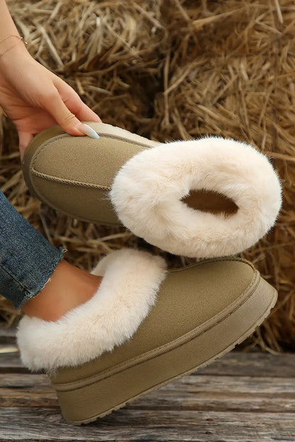 Sage Plush Suede Snow Boots