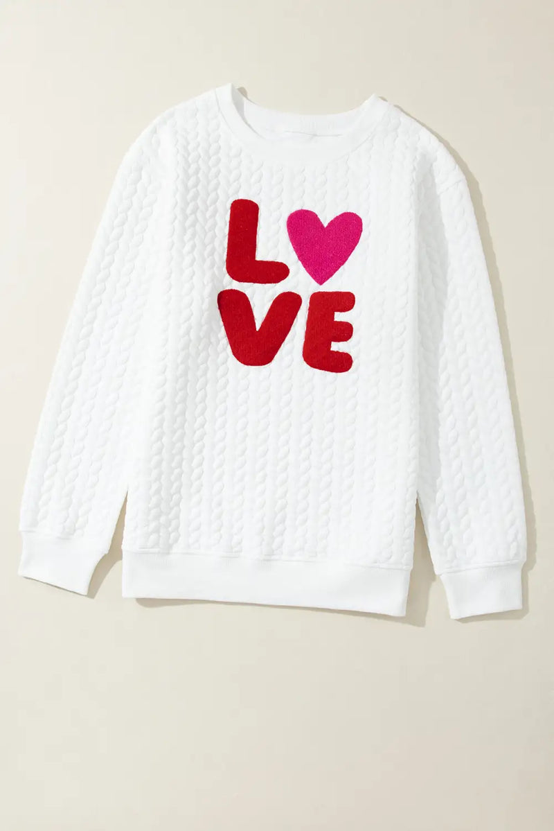 Chenille Embroidered Cable Knit Sweatshirt