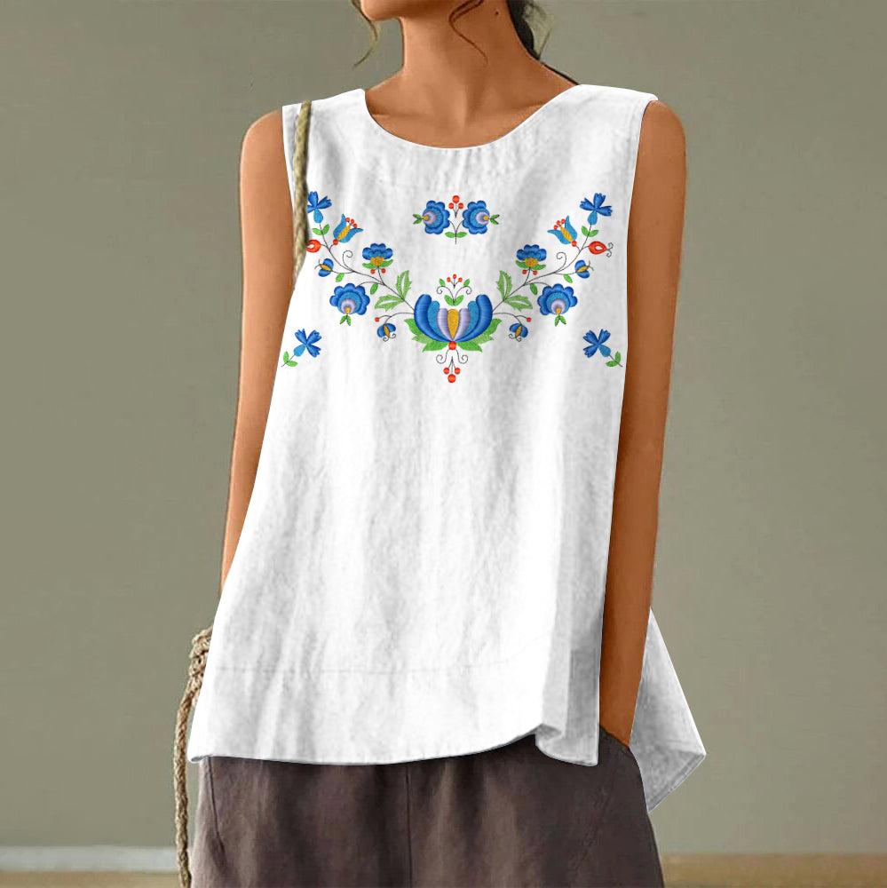 Comstylish Women's Swedish Pattern Art Casual Tank Top