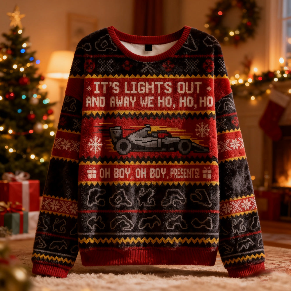 Comstylish Festive Lights Out Racing Christmas Ugly Sweater