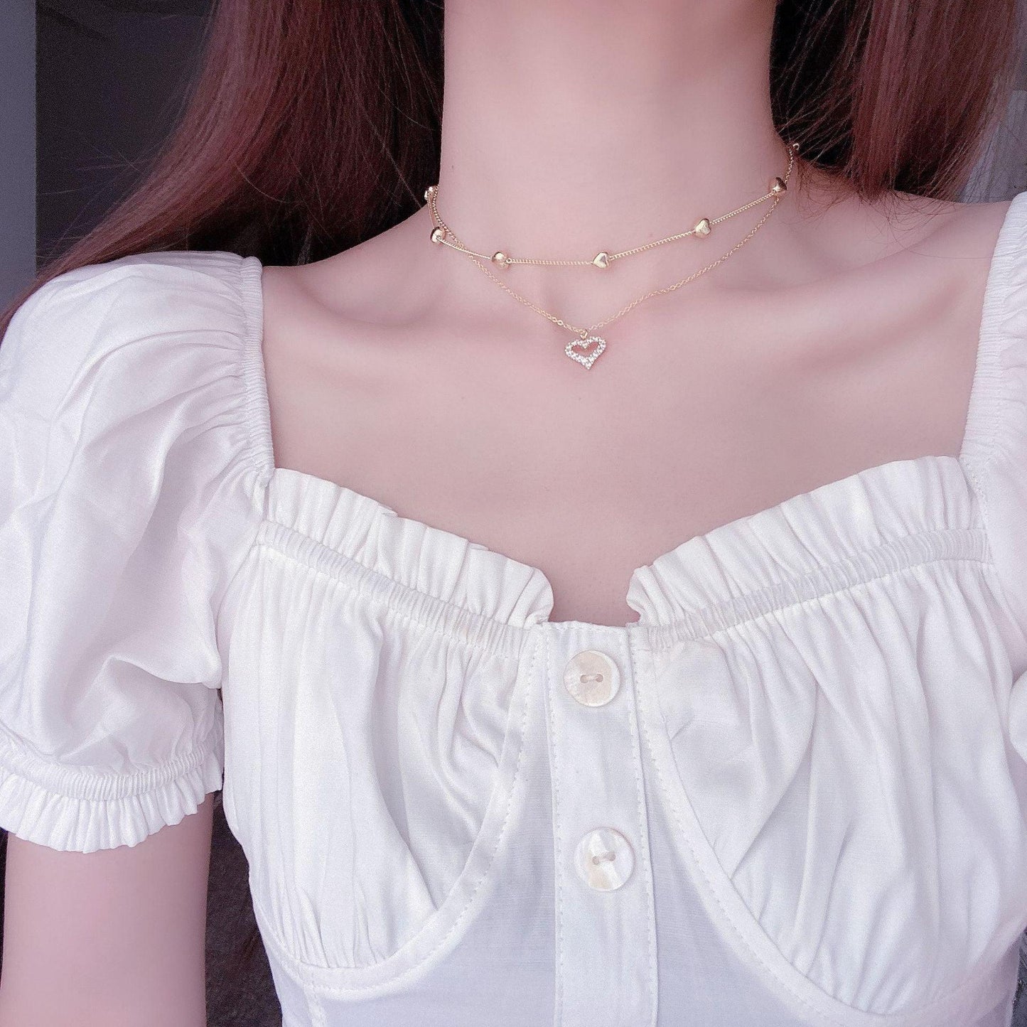 Double Strand Heart Necklace