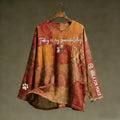 Comstylish Walk For Peace Aloka Dog With Patchwork Art Cotton Linen Shirt