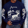Men's Embroidery Of Dragon And Deer Knitted Art Cozy Sweater elevenforest