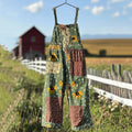 Insect Wildflower Floral Patchwork Print Linen Jumpsuit elevenforest