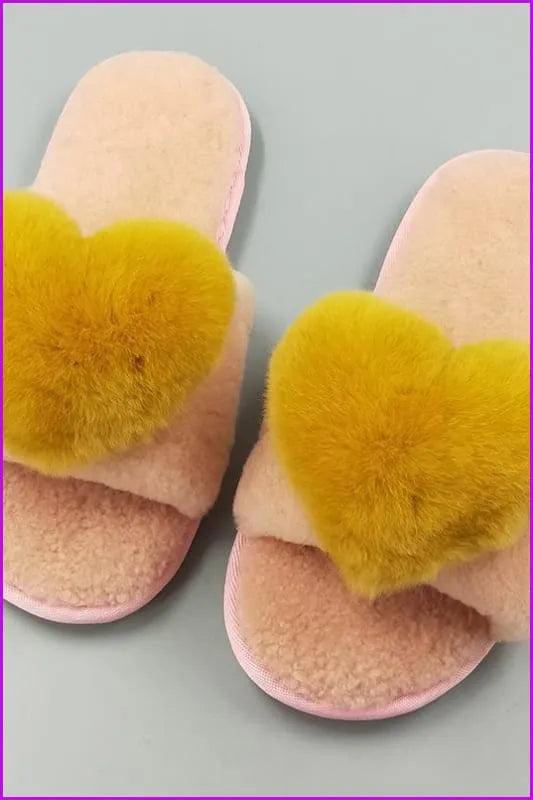 8 Colors Sweet Heart Lamb + Rabbit Fur Winter Slides/slippers Df044