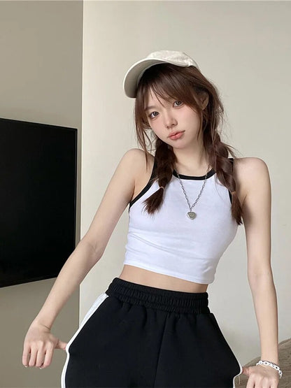 ’s Tank Top Girl T Shaped Vest With Padded Female Summer Korean New Style Slim Short Bottoming Sling Crop Top
