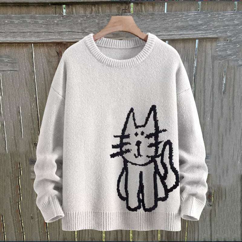 Women's Cat Knitted Art Cozy Sweater elevenforest