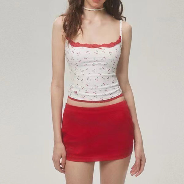 Lace Patchwork Camisole Top Summer Crop Top Backless Sleeveless Tops Y2k Clothes