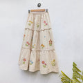 Women's Casual Floral Embroidered Linen Skirt elevenforest