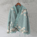 Magnolia Japanese Lino Art Cozy Fleece Kimono Cardigan elevenforest