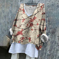 Women's Japanese Style Floral Linen Long-sleeved Shirt elevenforest