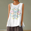 Comstylish Women's Swedish Flower Art Linen Tank Top