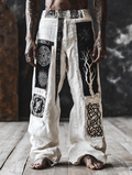 Men's Vintage Viking Celtic Tree Of Life Patchwork Print Casual Pants elevenforest