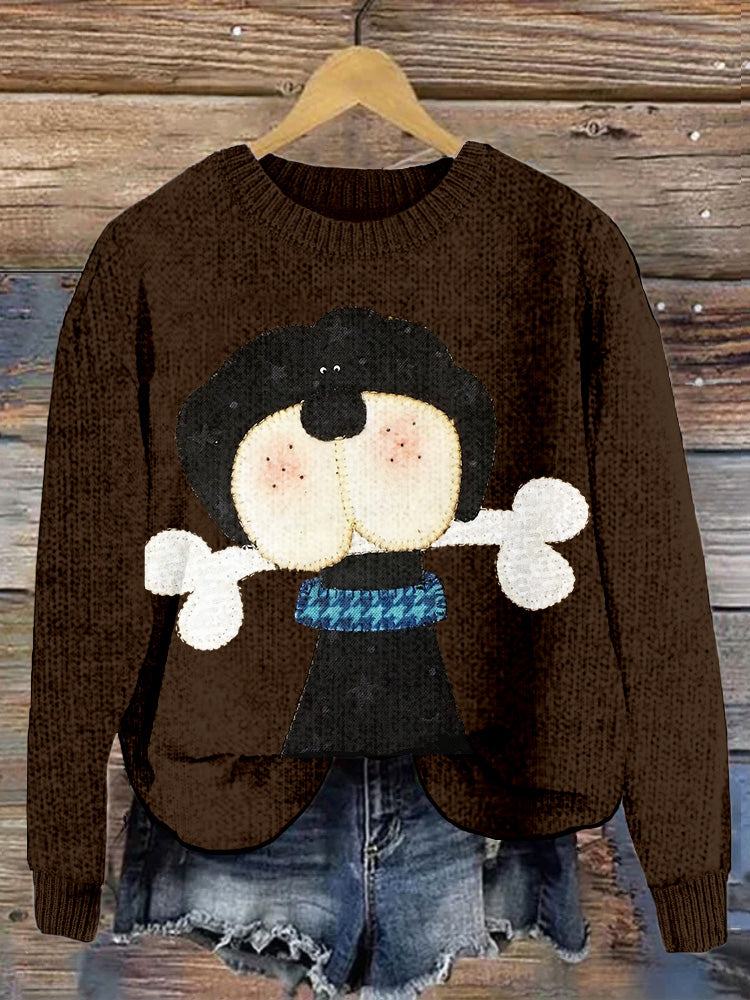 Comstylish Cute Labrador Applique Patterns Cozy Sweater