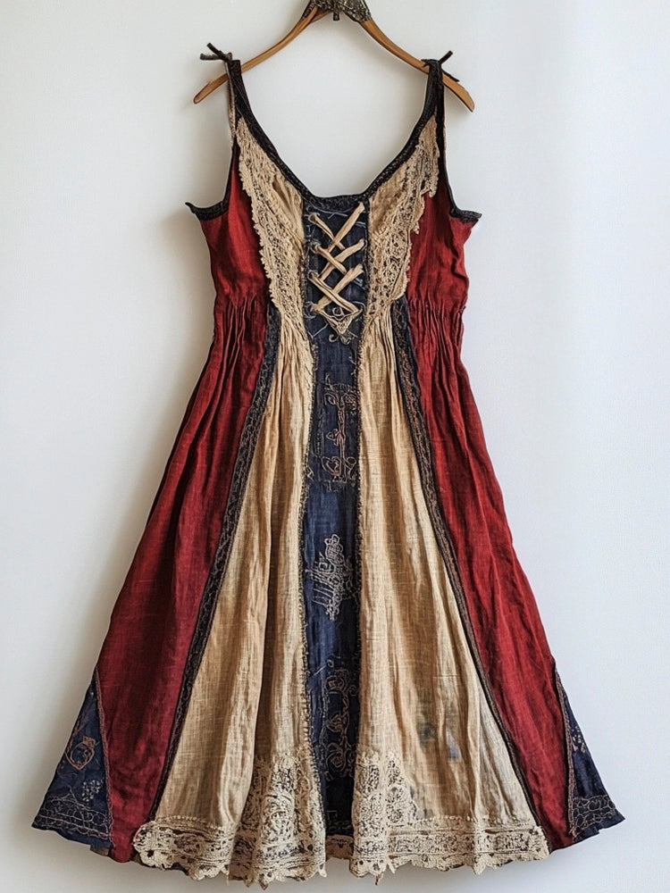Viking Vintage Linen Halter Tie Dress elevenforest