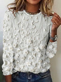 Comstylish Vintage Lace Floral Embroidered Long Sleeve T Shirt