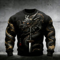 Men's Retro Dragon With Japanese Samurai Pattern Knit Sweater elevenforest