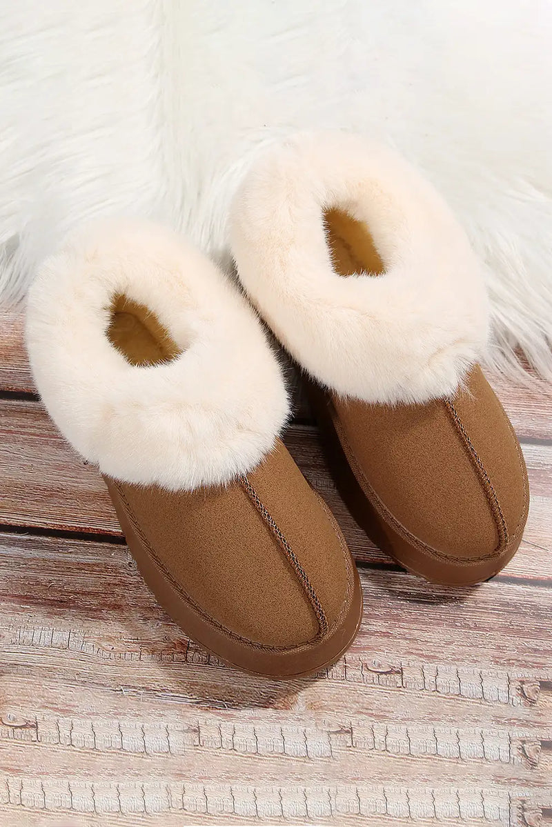 Chestnut Plush Suede Trim Snow Boots