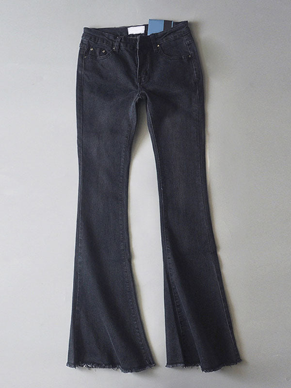 Jeans for Bell Bottoms Zipper Fly Button Fly Blue Denim Pants