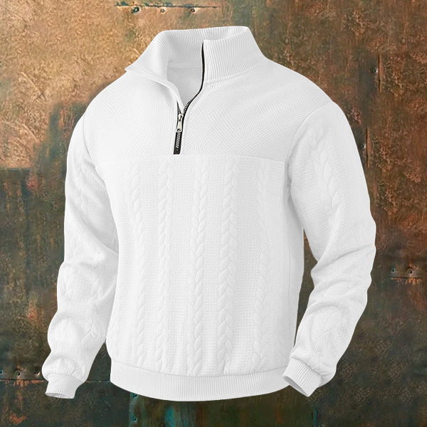 Men's Retro Knitted Jacquard Stand Collar Zipper Sweater elevenforest