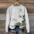 Comstylish Japanese Crane Art Pattern Women's Casual Sweatshirt