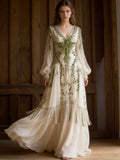 Bohemian Style Retro Woman's V-neck Dress elevenforest
