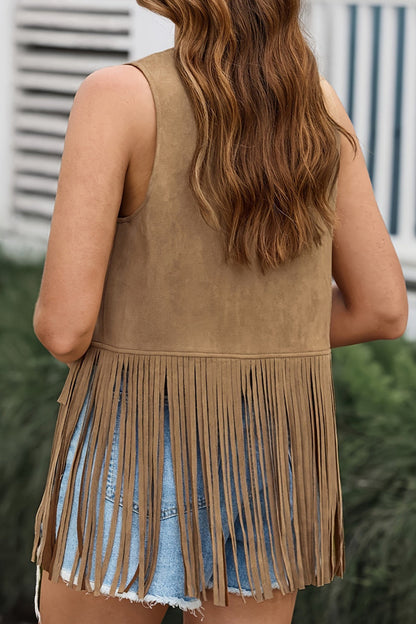 Color Fringed Trim V Neck Waistcoats(6 Colors)