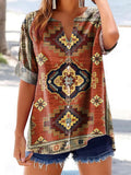 Women's Ethnic Style Tattoo Pattern Art Printed Cotton and Linen Casua