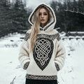 Women's Tribal Knit Jacquard Warm Hooded Sweater elevenforest