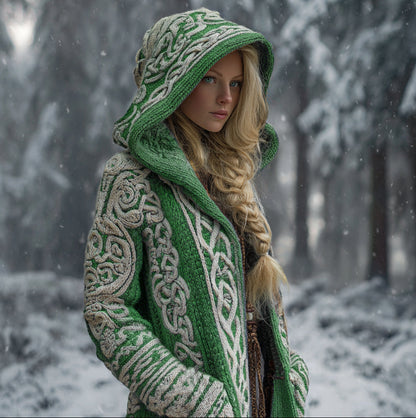 Viking Style Women's Thick Sweater Coat artswardrobe