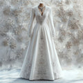 Vintage Classy Snowflake White Flowy Maxi Dress elevenforest