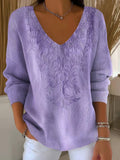 Women's Purple Art Print Long Sleeve T-shirt elevenforest