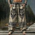 Men's Retro Viking Celtic Wolf Print Casual Pants elevenforest