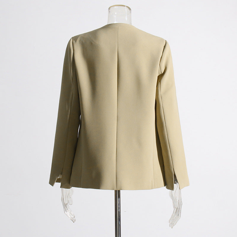 Autumn Stylish Graceful Simple Design Feeling No Buckle Color Blazer Cardigan