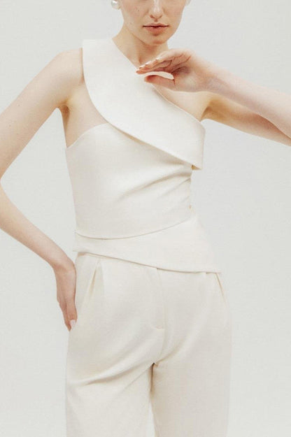 Color Slim Fit Sleeveless Tank Top and High Waisted Pocket Wideleg Pants Set
