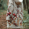 Vintage Japanese Bird & Flower Embroidery Women's Knit Hooded Cardigan elevenforest