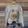 Floral Chick Print Casual Women's Sweater artswardrobe