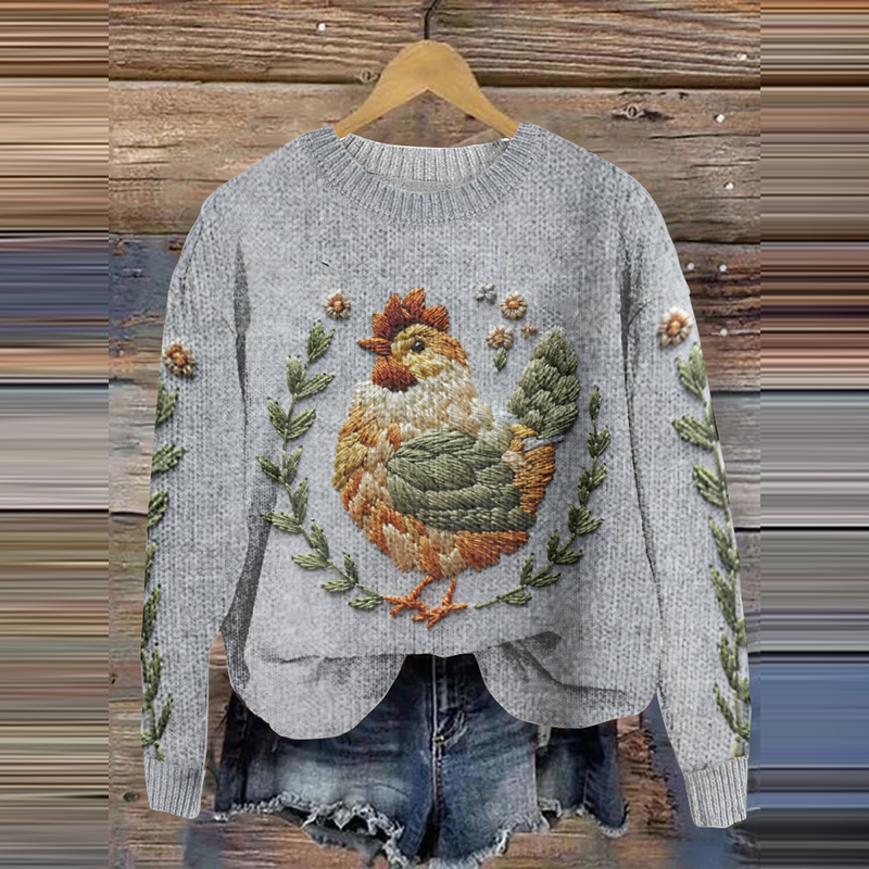Floral Chick Print Casual Women's Sweater artswardrobe