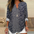 Comstylish Vintage Japanese Art Print V-Neck Loose Blouse